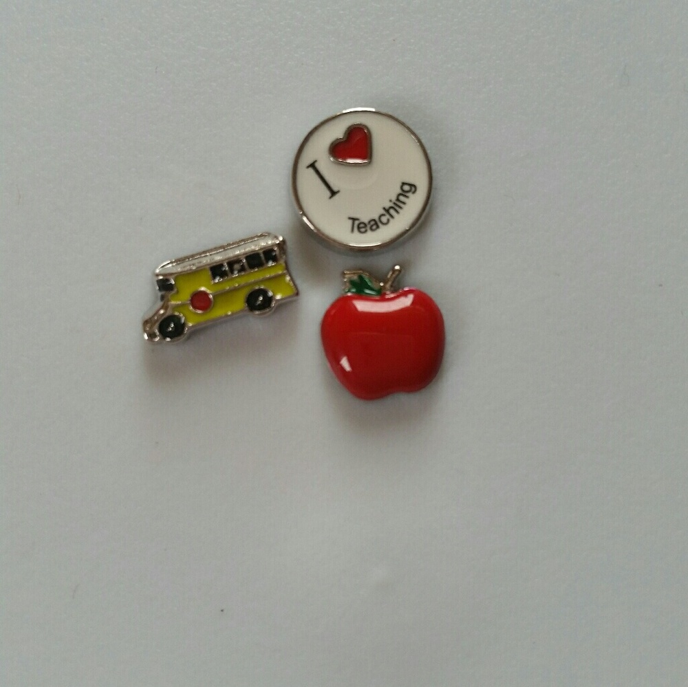 School bus teacher floating charms for orgami owl